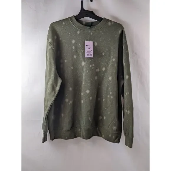 Oversized Sweatshirt Bleach Spots Wild Fable Green Tie-Dye XS Lounge Casual Cozy - Picture 7 of 8